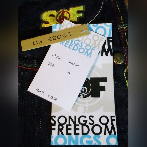 Songs Of Freedom Limited Edition Designer Demin Jeans Men's 34 Blue - Picture 13 of 14